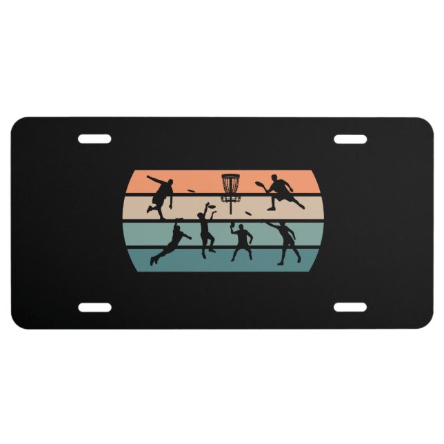 Disc Golf Player Retro License Plate (Front)