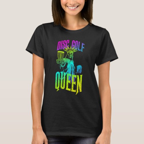 Disc Golf Queen Gothic Statue Of Liberty Skeleton  T_Shirt