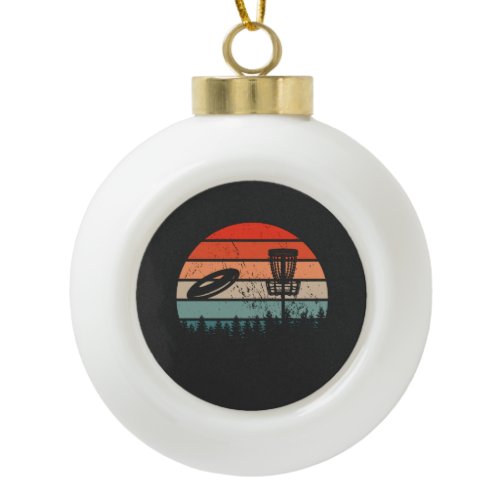 Disc Golf Retro  Ceramic Ball Christmas Ornament