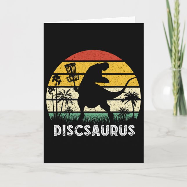 Disc Golf Retro Dinosaur Disc Golf Player Frolf Fl Card (Front)