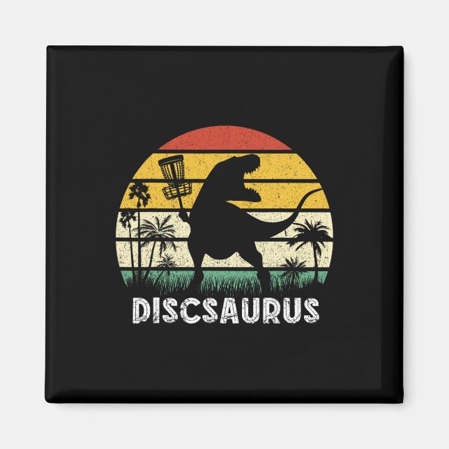 Disc Golf Retro Dinosaur Disc Golf Player Frolf Fl Magnet (Front)