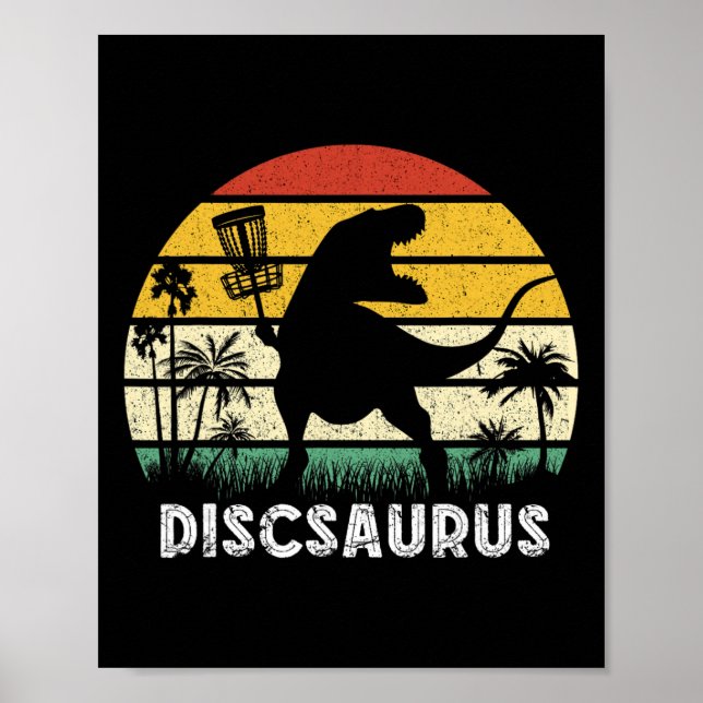 Disc Golf Retro Dinosaur Disc Golf Player Frolf Fl Poster (Front)