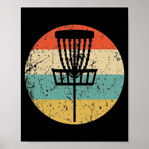 Disc Golf Retro Disc Golf Basket Hooded Sweat Poster
