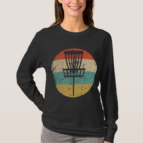 Disc Golf Retro Disc Golf Basket Hooded T_Shirt