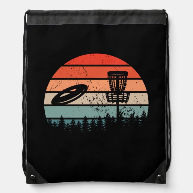Disc Golf Retro Drawstring Bag (Front)