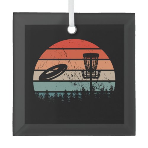 Disc Golf Retro Glass Ornament