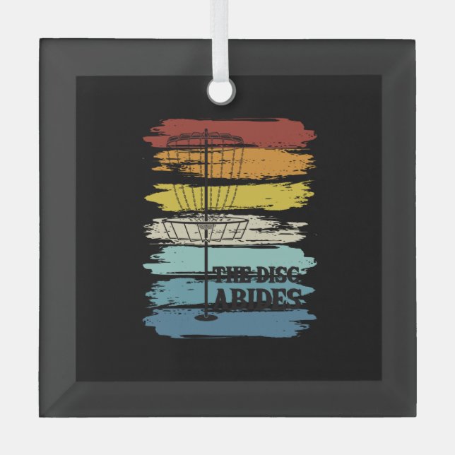 Disc Golf Retro Glass Ornament (Front)