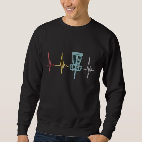 Disc golf retro heartbeat gift frisbee player par  sweatshirt