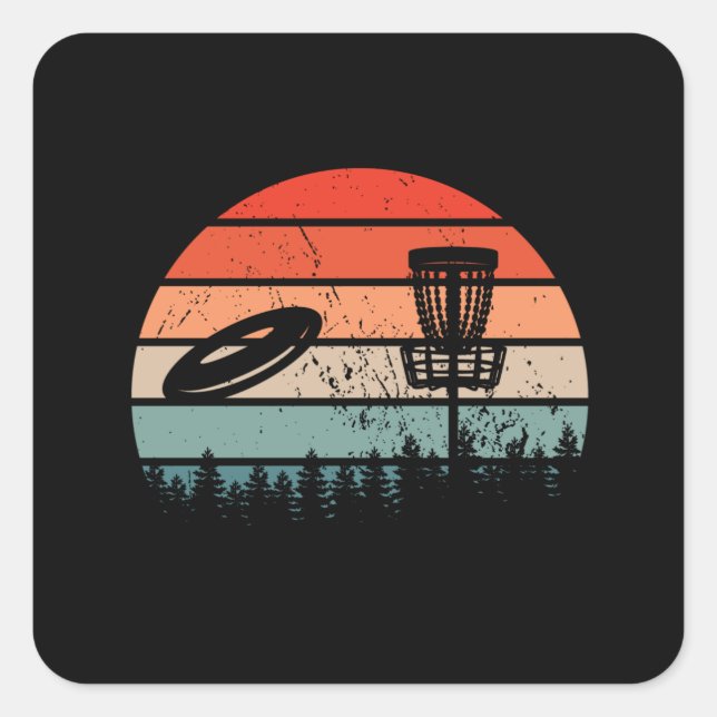 Disc Golf Retro Square Sticker (Front)