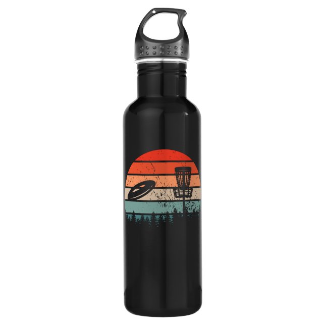 Disc Golf Retro Stainless Steel Water Bottle (Front)