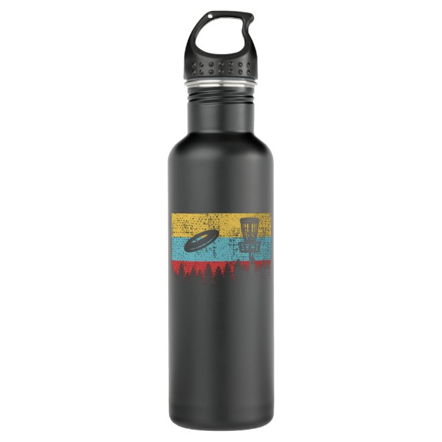 Disc Golf Retro Stainless Steel Water Bottle (Front)