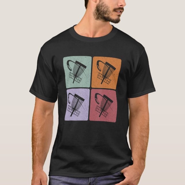 Disc Golf Retro Sunset 4 Square Frisbee Golf III T-Shirt (Front)