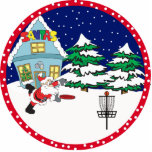 Disc Golf Santa Ornament<br><div class="desc">Santa playing frisbee golf at the north pole</div>