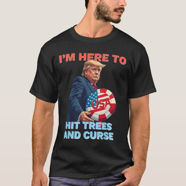 Disc Golf Shirt Funny Hit Trees And Curse Retro Di (Front)