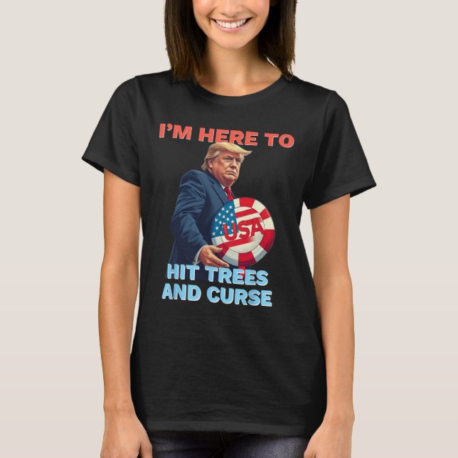Disc Golf Shirt Funny Hit Trees And Curse Retro Di (Front)