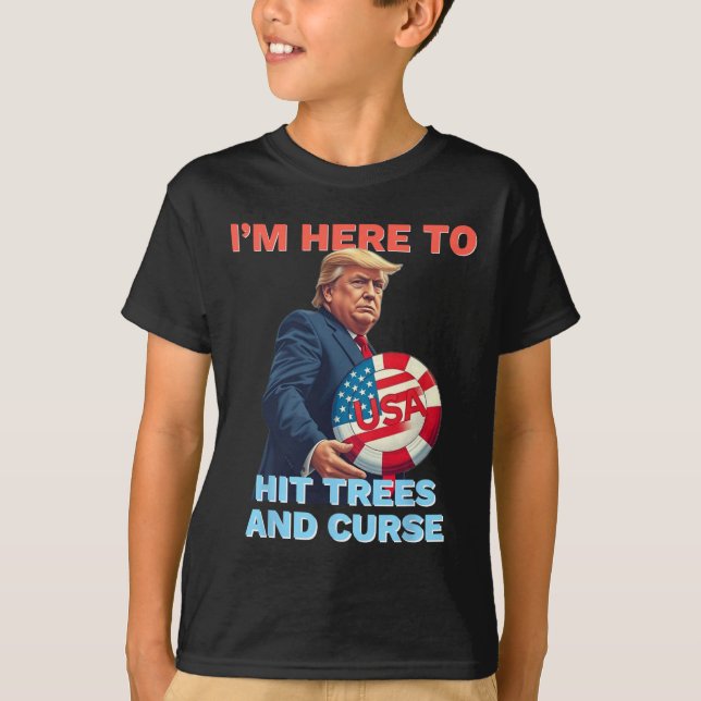 Disc Golf Shirt Funny Hit Trees And Curse Retro Di (Front)