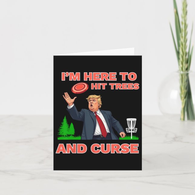 Disc Golf Shirt Funny Hit Trees And Curse Retro Di Card (Front)