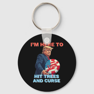 Disc Golf Shirt Funny Hit Trees And Curse Retro Di Keychain