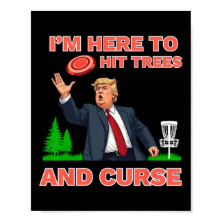 Disc Golf Shirt Funny Hit Trees And Curse Retro Di Poster