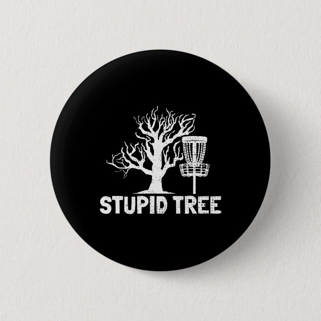 Disc Golf Stupid Tree Noun Dictionary Gifts Midran Button (Front)