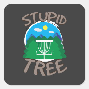 Disc Golf - Stupid Tree Square Sticker