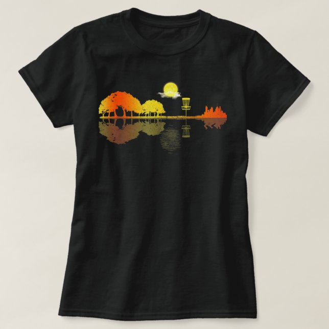 Disc Golf Sunset Guitar Guitarist Player Golfing G T-Shirt (Design Front)