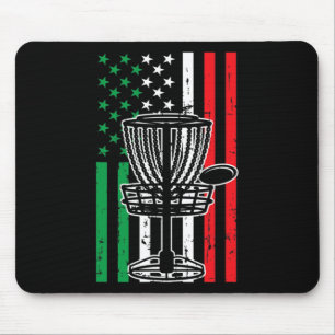 Disc Golf T Italy Flag Usa Flag Disc Golfer Disc G Mouse Pad