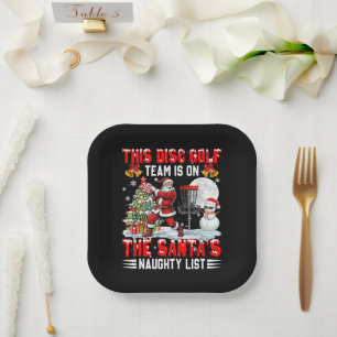 Disc Golf Team is On Santa's Xmas Naughty Paper Plates