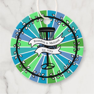 Disc Golf Themed Blue and Green Pop Art Favor Tags