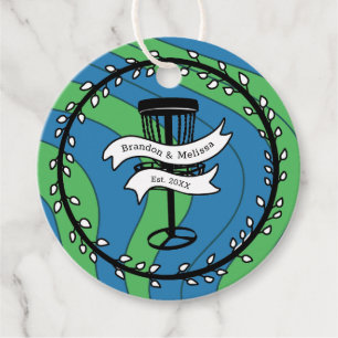 Disc Golf Themed Blue and Green Pop Art Favor Tags