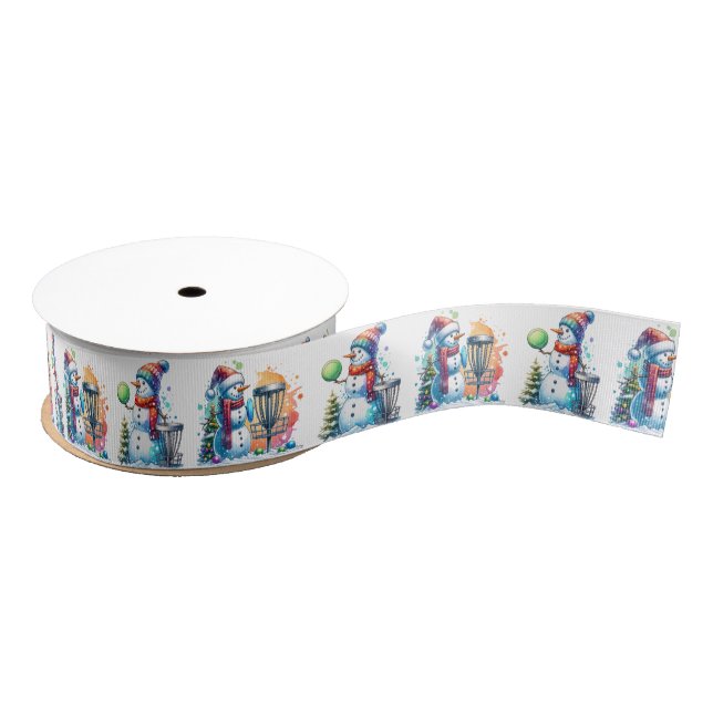 Disc Golf Themed Christmas Grosgrain Ribbon (Spool)
