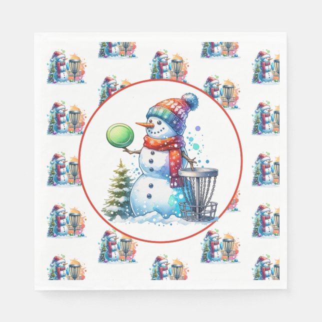 Disc Golf Themed Christmas Party Napkins (Front)