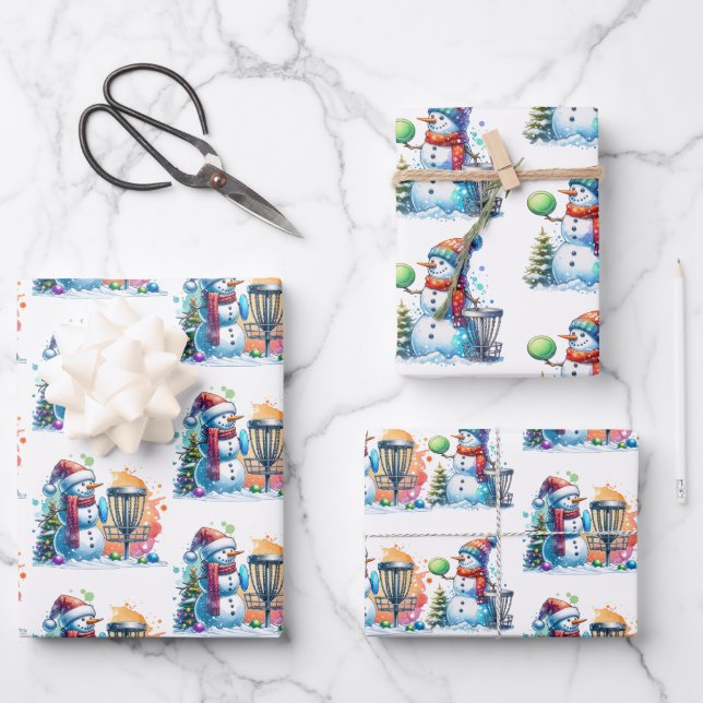 Disc Golf Themed Christmas Wrapping Paper Sheets (Front)