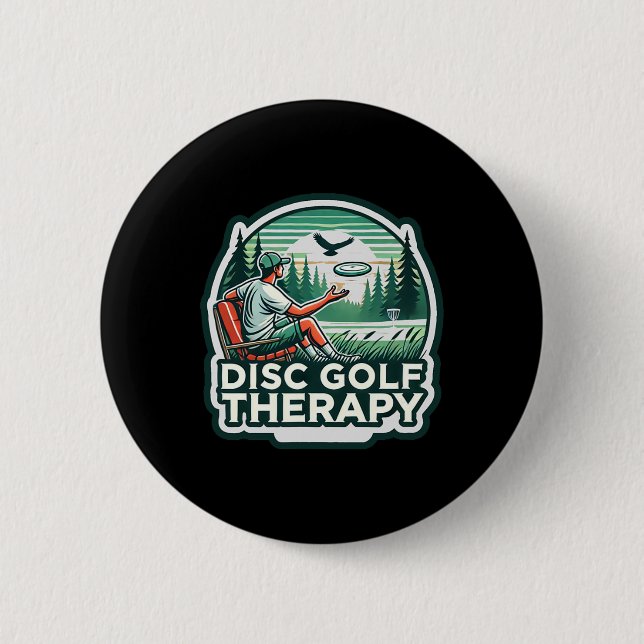 Disc Golf Therapy - Relax And Play  Button (Front)