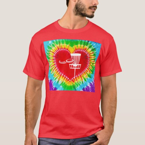 Disc Golf Tie Dye Heart Shape T_Shirt