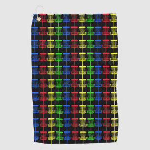Disc golf towel black multi color baskets