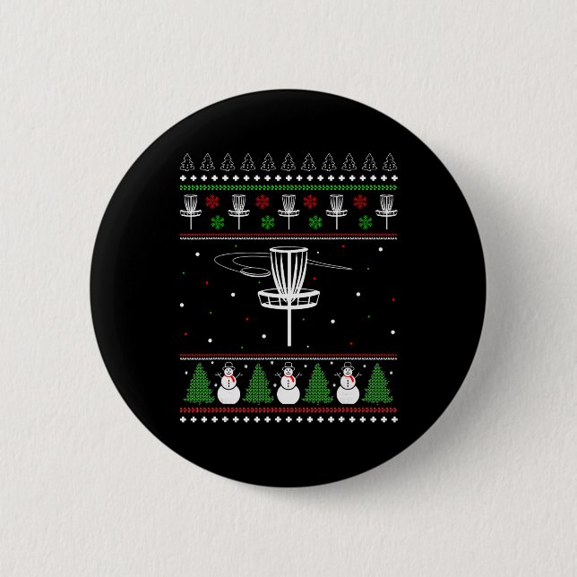 Disc Golf Ugly Christmas Sweater Pajama Gifts For  Button (Front)