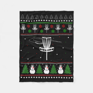 Disc Golf Ugly Christmas Sweater Pajama Gifts For Fleece Blanket