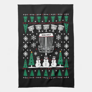 Disc Golf Ugly Christmas Sweater Pajama Gifts Kitchen Towel