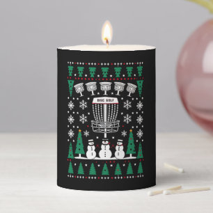 Disc Golf Ugly Christmas Sweater Pajama Gifts Pillar Candle