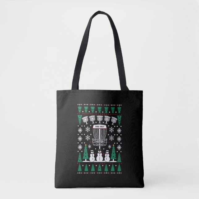 Disc Golf Ugly Christmas Sweater Pajama Gifts Tote Bag (Front)