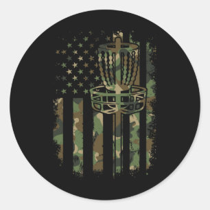 Disc Golf Us Flag Flag Disc Basket Us Flag Disc Go Classic Round Sticker