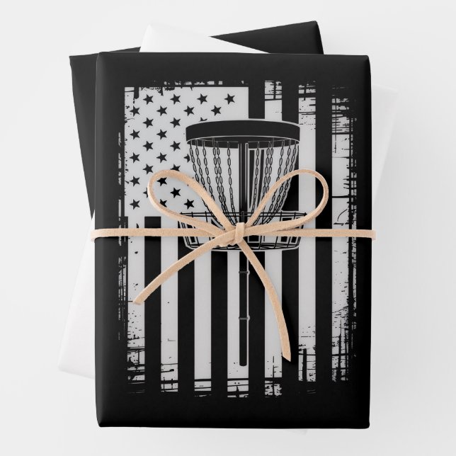 Disc Golf USA Flag Golfer Golfing Sport Lover Wrapping Paper Sheets (In situ)