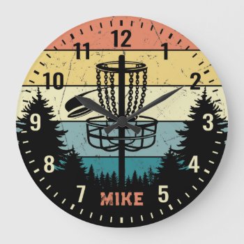Disc Golf Vintage Retro-style Personalizable Clock by NiceTiming at Zazzle