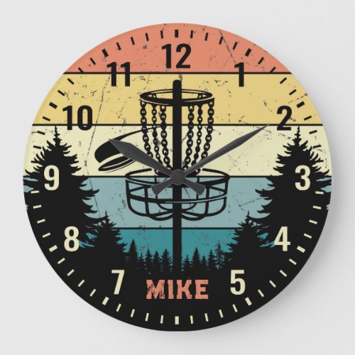 Disc Golf Vintage Retro_Style Personalizable Clock