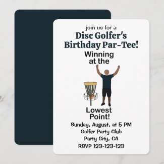 Disc Golf Winning At Lowest Point Golfer Birthday Invitation