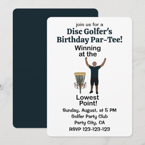 Disc Golf Winning At Lowest Point Golfer Birthday Invitation
