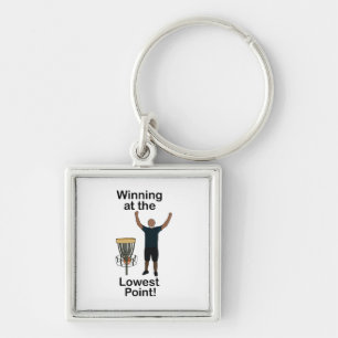 Disc Golf Winning At Lowest Point Golfer Birthday Keychain
