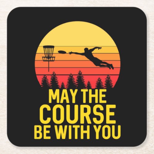 Disc Golf With You Square Paper Coaster