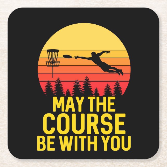 Disc Golf With You Square Paper Coaster (Front)